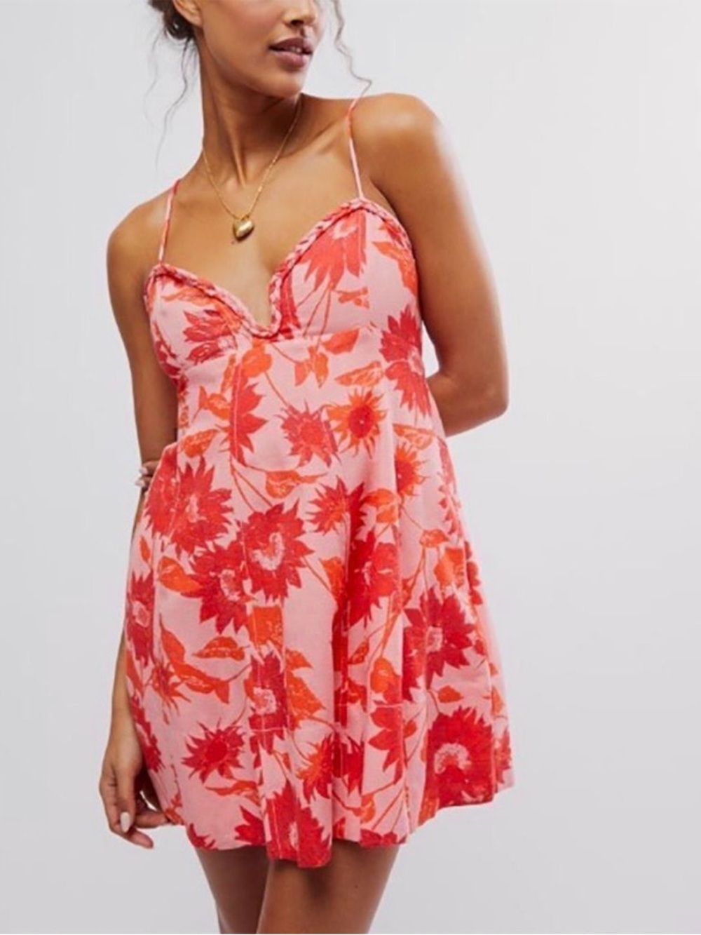 Free People Altura Strawberry Lemonade Mini Dress Size Extra Small